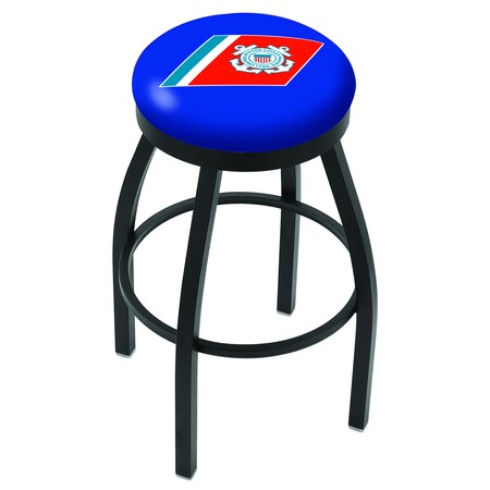 25 Blk Wrinkle U.S. Coast Guard Swivel Bar Stool,Accent Ring